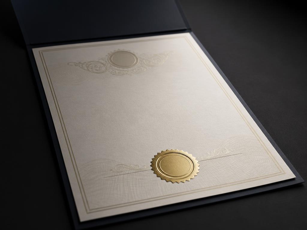 Certificado impresso com selo dourado em relevo
