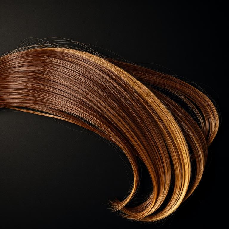 Mechas de coloração em degradê do escuro ao loiro sobre fundo escuro